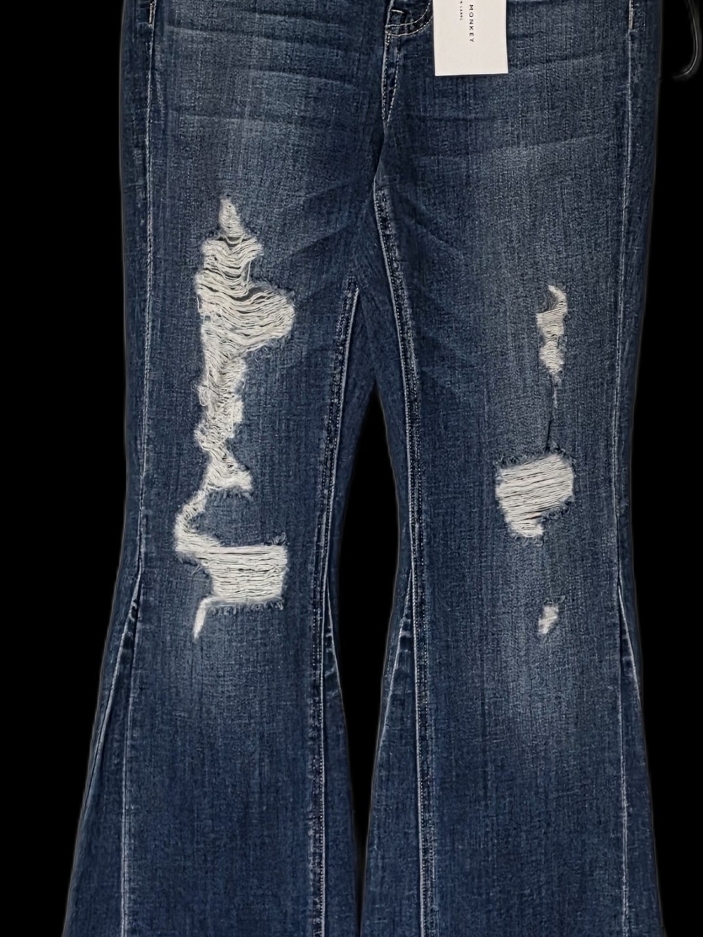 NWT Flying Monkey Black Label Distressed Flare Jeans Medium Wash Size 26 Boho